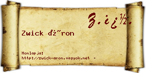 Zwick Áron névjegykártya